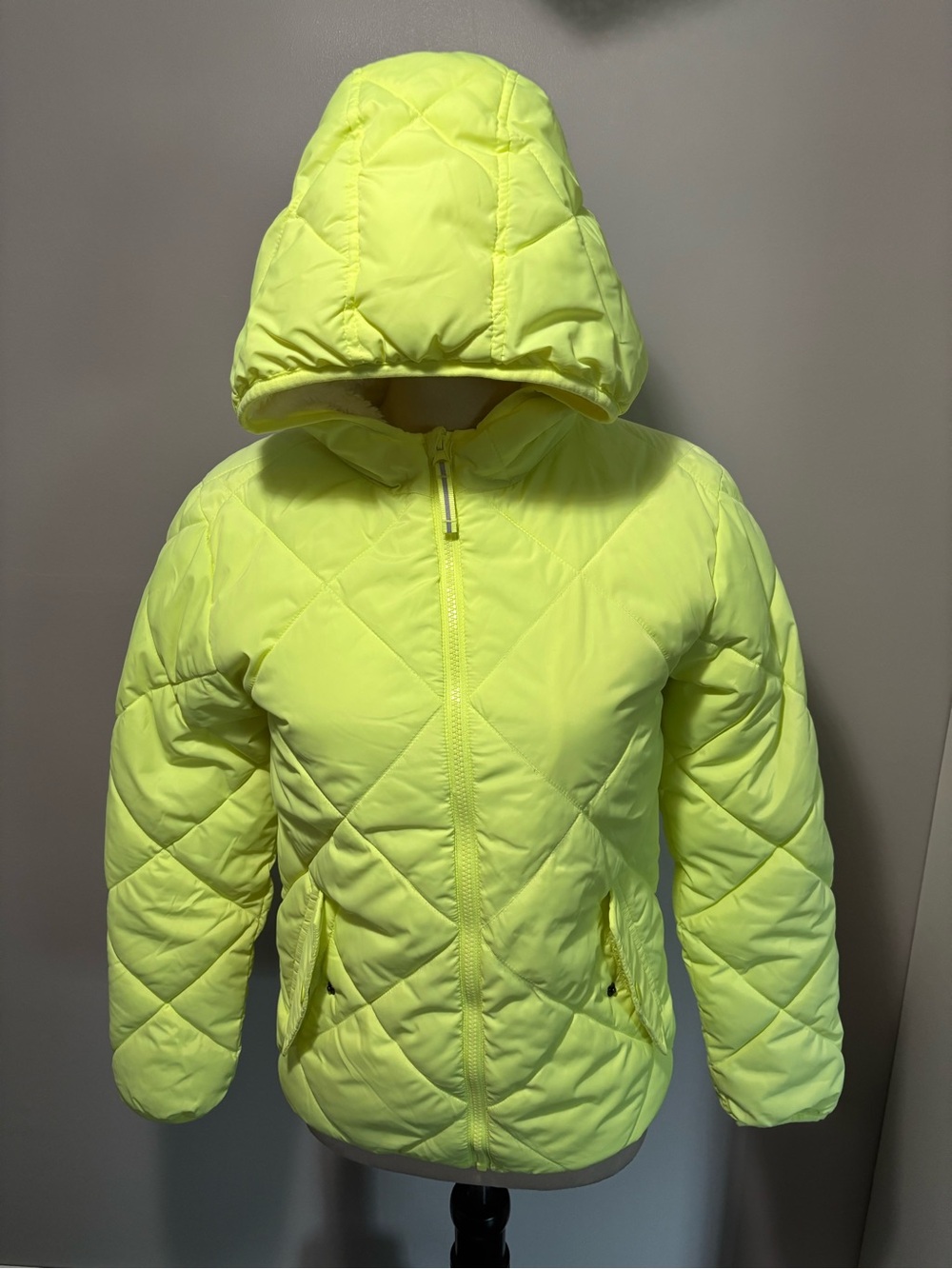 Cat & Jack Kids Neon Yellow Quilted Hooded Jacket